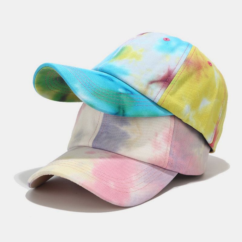 Unisex Cotton Tie-dye Graffiti Kontrast Kolor Moda Sunshade Baseball Hat