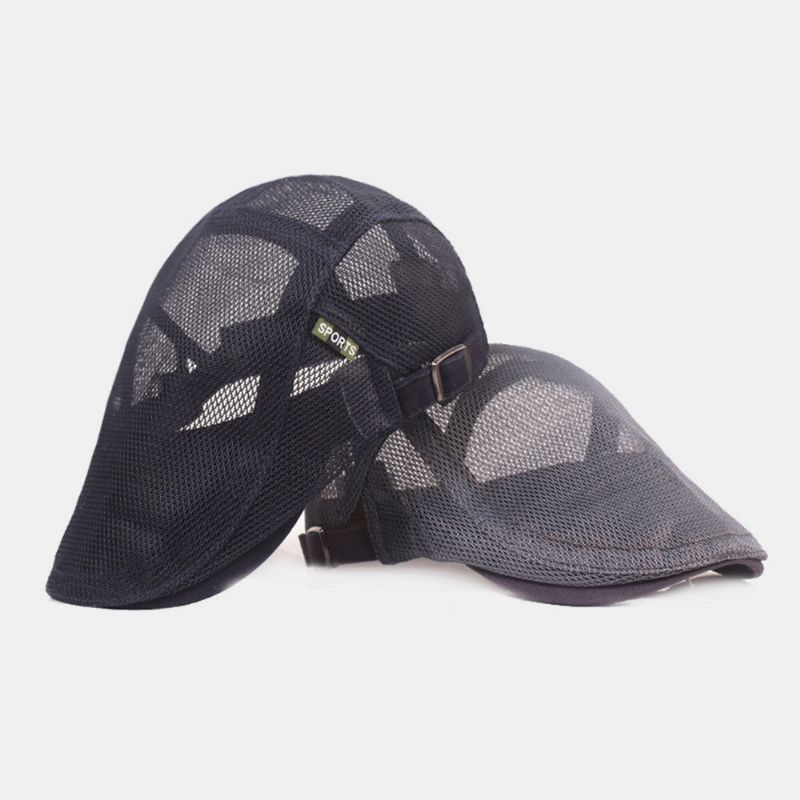 Unisex CZapka Beret Z Pełnej Siateczki Summer Cool Suncreen Oddychająca Płaska CZapka Ivy Cap Driver Hat