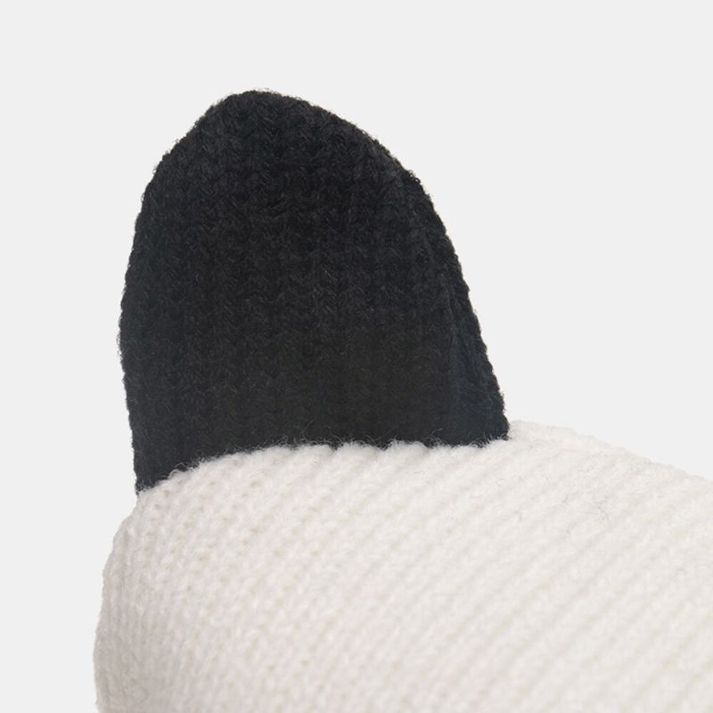 Unisex CZapka Z Dzianiny Panda Kreskówkowa Kształt Głowy Haft Moda Ciepło Kołnierz CZapka Beanie