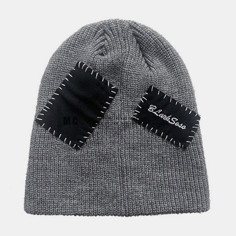 Unisex CZapki Beanie Dzianiny Kolor Kontrast Szwów Patch Tkaniny W Stylu Vintage Ciepło Landlord Cap Skull Cap