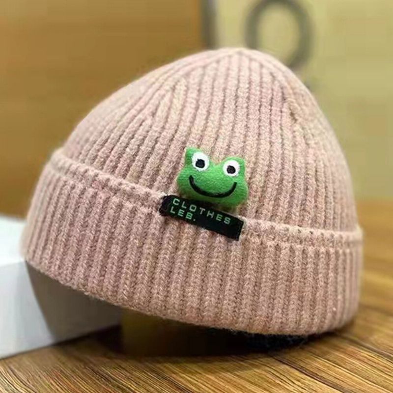 Unisex CZapki Beanie Kreskówka Żaba Dekoracja Lalki List Łatka Właściciel CZapka CZapka Z CZaszką CZapka Z Dzianiny