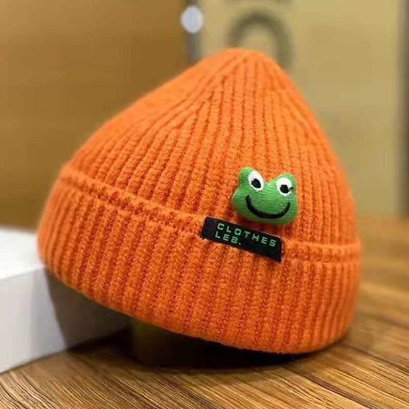 Unisex CZapki Beanie Kreskówka Żaba Dekoracja Lalki List Łatka Właściciel CZapka CZapka Z CZaszką CZapka Z Dzianiny