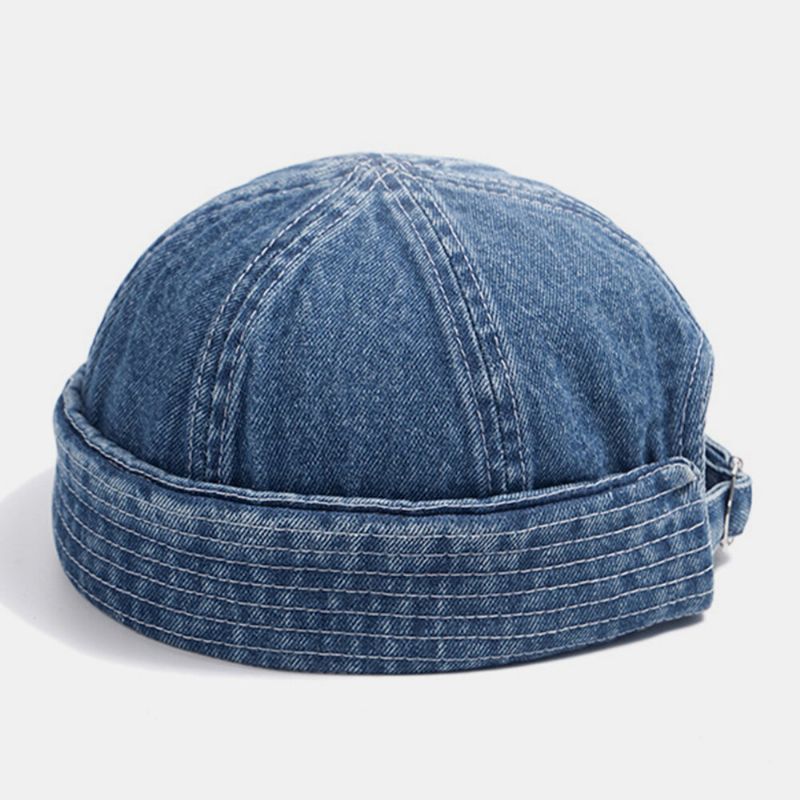 Unisex Denim Jednolity Kolor Retro Trend Mody Beanie CZapka Landlord Cap Skull Cap