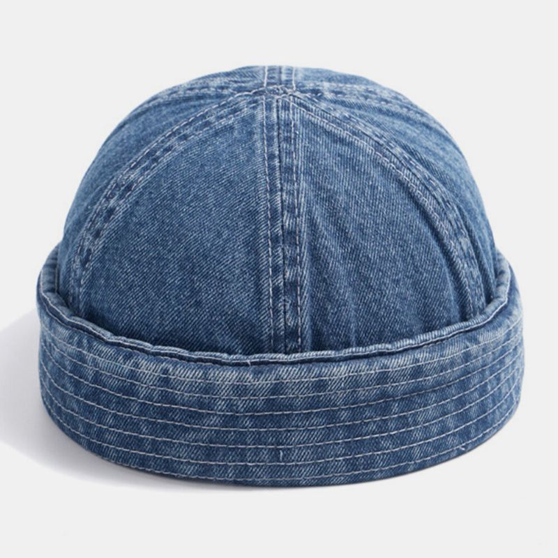 Unisex Denim Jednolity Kolor Retro Trend Mody Beanie CZapka Landlord Cap Skull Cap