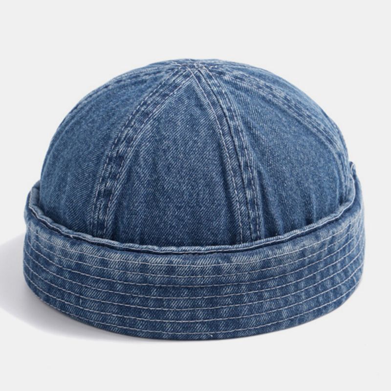 Unisex Denim Jednolity Kolor Retro Trend Mody Beanie CZapka Landlord Cap Skull Cap