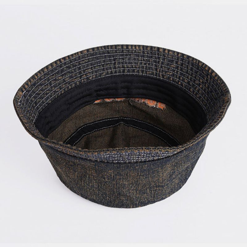 Unisex Denim Made-old Letters Pattern Fashion Outdoor Sunshade Bucket Hat