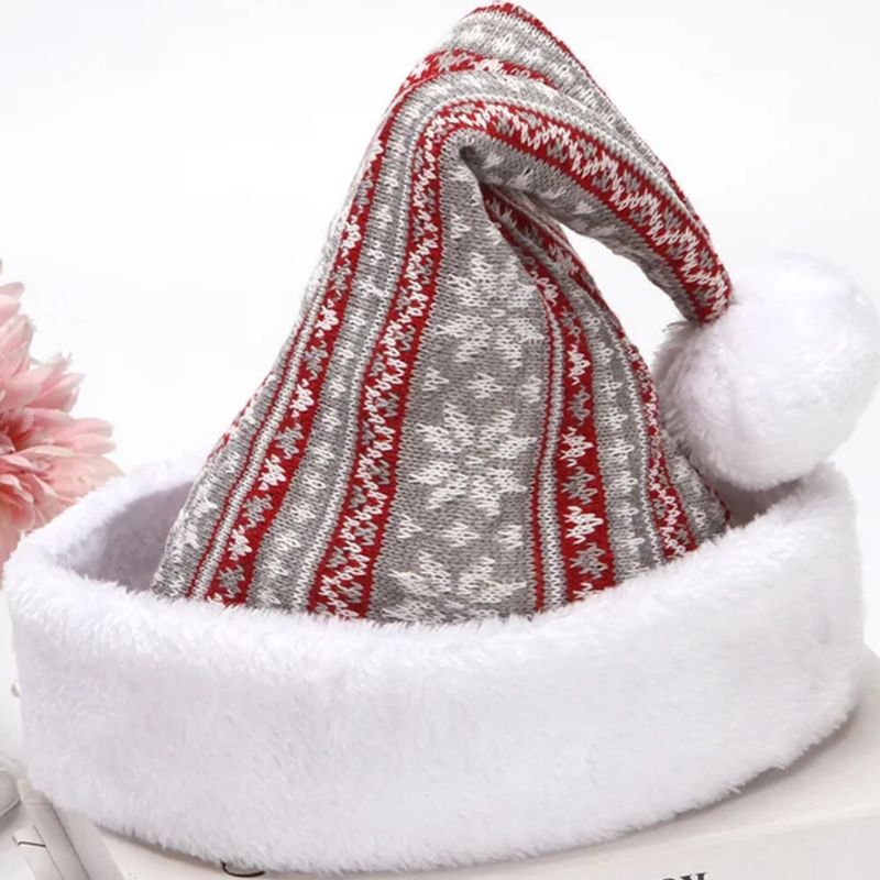 Unisex Dzianinowa CZapka Bożonarodzeniowa Santa Claus Elk Snowflake Pattern Ciepła Świąteczna CZapka Z Dzianiny Christmas Hat