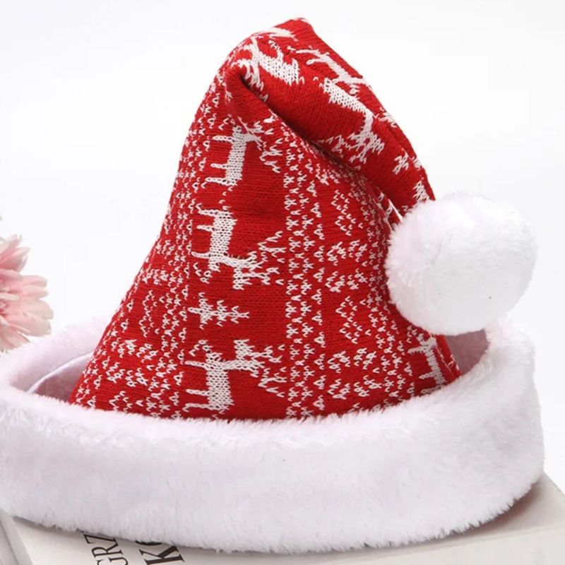 Unisex Dzianinowa CZapka Bożonarodzeniowa Santa Claus Elk Snowflake Pattern Ciepła Świąteczna CZapka Z Dzianiny Christmas Hat