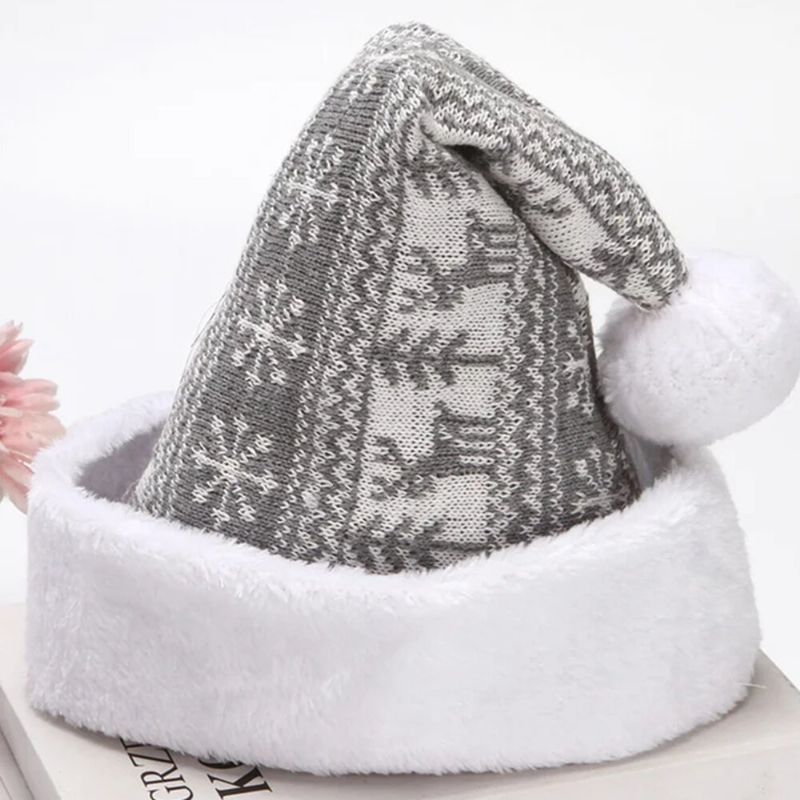 Unisex Dzianinowa CZapka Bożonarodzeniowa Santa Claus Elk Snowflake Pattern Ciepła Świąteczna CZapka Z Dzianiny Christmas Hat