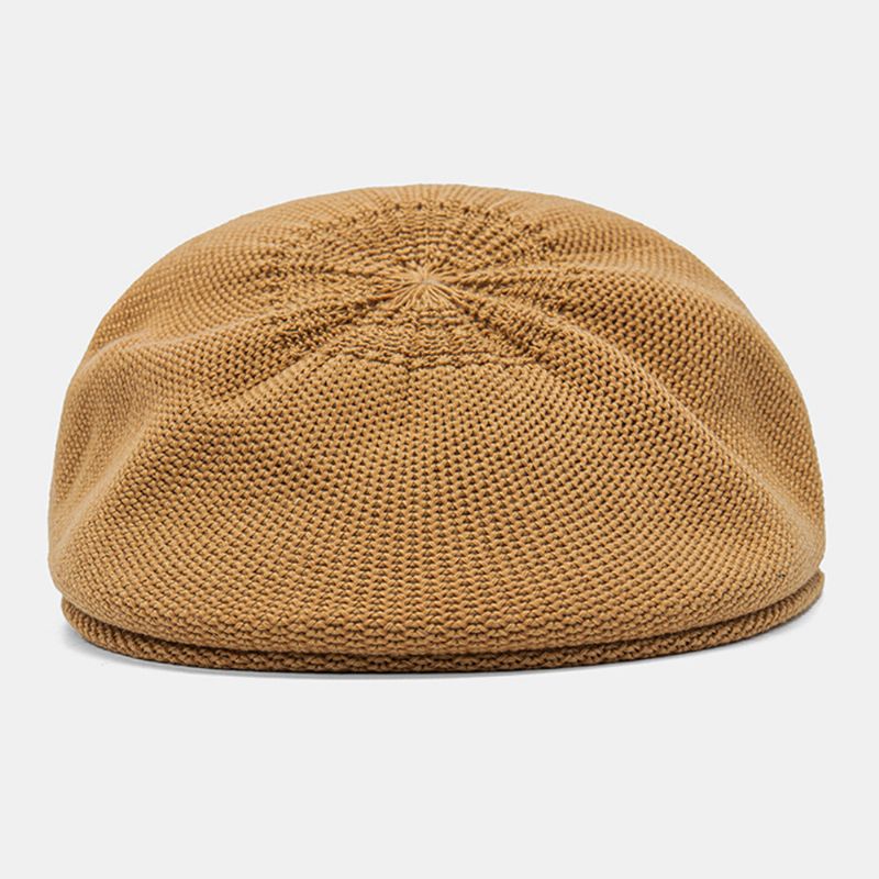 Unisex Dzianinowa Solidna Litera Haftowana Anty-zużycie Vintage Oddychająca Płaska CZapka Beret