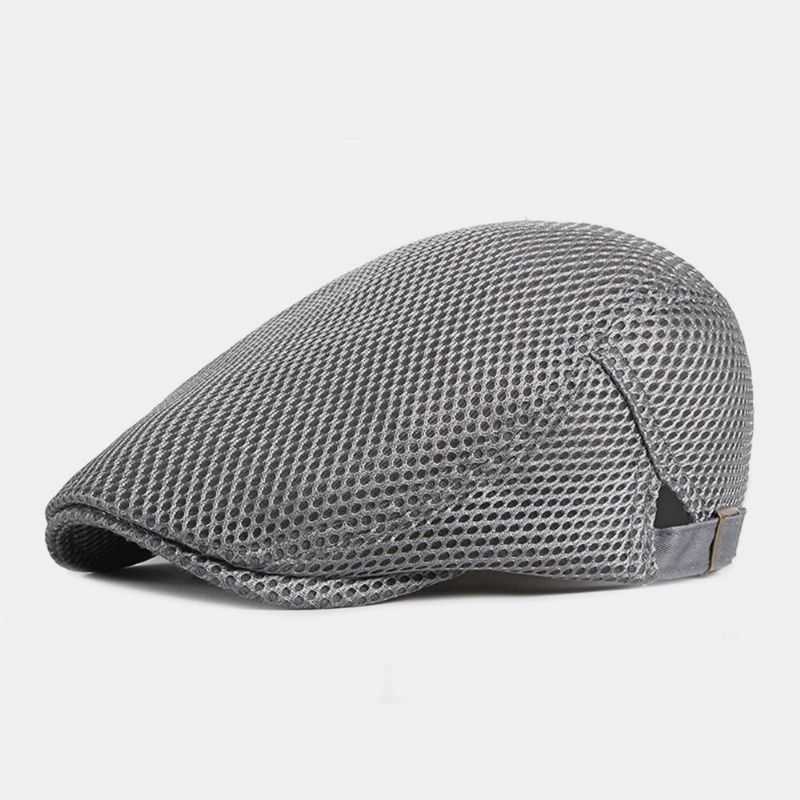 Unisex Full Mesh Hollow Oddychająca Outdoor Casual Cienka Osłona Przeciwsłoneczna CZapka Z Daszkiem Beret Cap Płaskie Hat