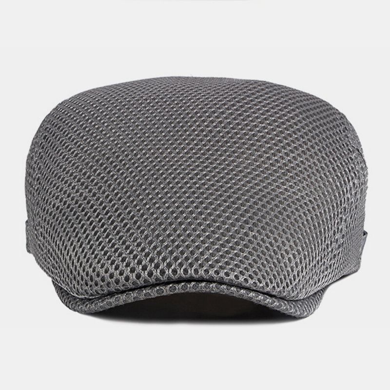 Unisex Full Mesh Hollow Oddychająca Outdoor Casual Cienka Osłona Przeciwsłoneczna CZapka Z Daszkiem Beret Cap Płaskie Hat