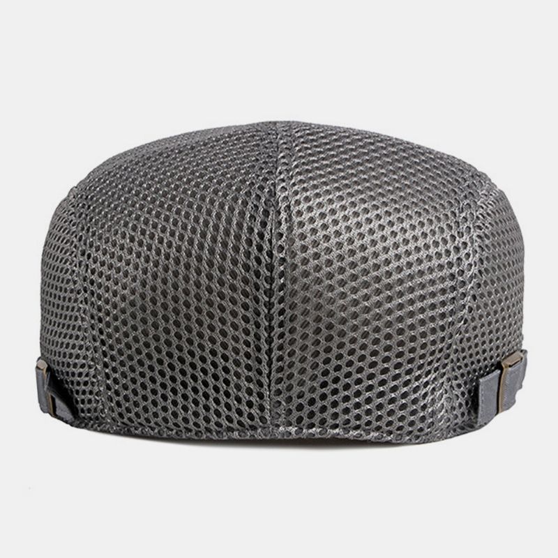 Unisex Full Mesh Hollow Oddychająca Outdoor Casual Cienka Osłona Przeciwsłoneczna CZapka Z Daszkiem Beret Cap Płaskie Hat