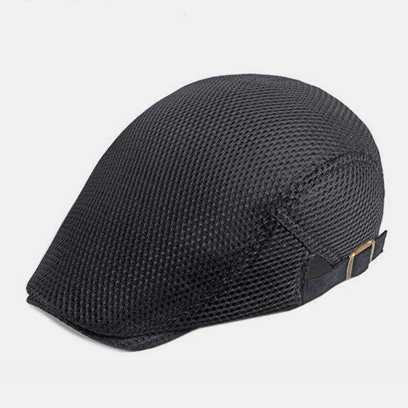 Unisex Full Mesh Hollow Oddychająca Outdoor Casual Cienka Osłona Przeciwsłoneczna CZapka Z Daszkiem Beret Cap Płaskie Hat