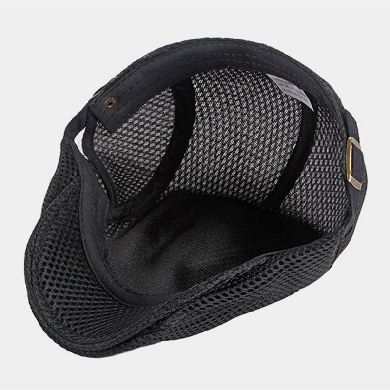 Unisex Full Mesh Hollow Oddychająca Outdoor Casual Cienka Osłona Przeciwsłoneczna CZapka Z Daszkiem Beret Cap Płaskie Hat