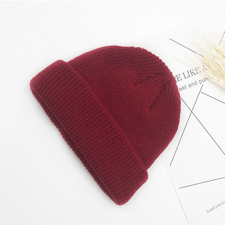 Unisex Jednokolorowa Dzianinowa CZapka Z Wełny CZapka Z CZaszką CZapki Beanie