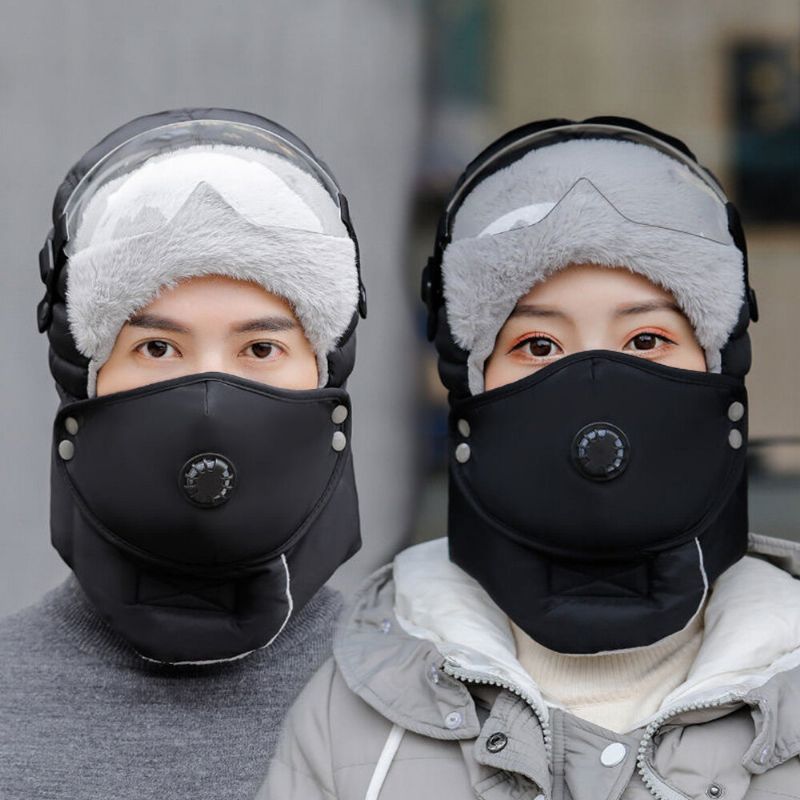 Unisex Jesienno-zimowa Ciepła CZapka Traperka Z Goglami Dla Dorosłych Jazda Na Rowerze Na Świeżym Powietrzu Wiatroszczelna Ochrona Słuchu Zagęścić CZapki Bomber CZapki Narciarskie