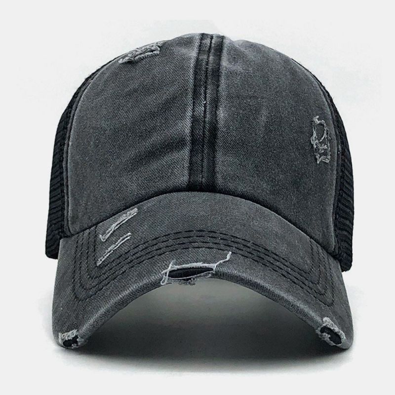 Unisex Kamuflaż Stretch Fit CZapka Siatkowa Oddychająca CZapka Typu Trucker Cross Kucyk CZapka Z Daszkiem