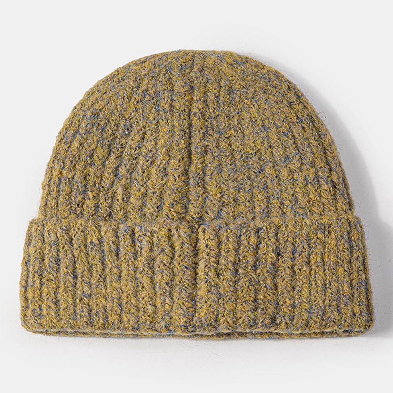 Unisex Mieszany Kolor Dzianina List Łatka Dekoracja Łańcucha Ciepło Flanging CZapka Beanie Bez Ronda