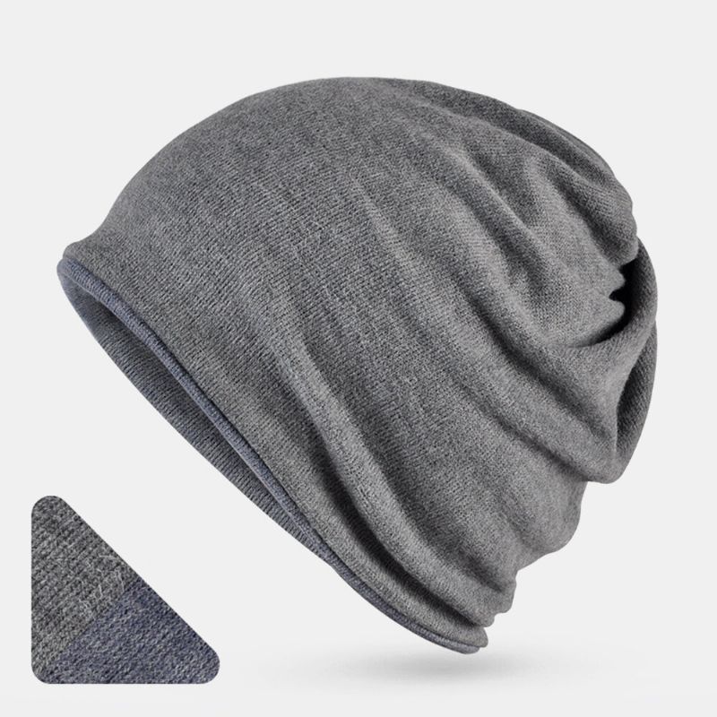 Unisex Moda Mieszanka Bawełny Slouch CZapka Typu Beanie Pure Color Elastyczna Rozciągliwa Na Zewnątrz Ciepła Dwustronna Poręczny CZapka Narciarska