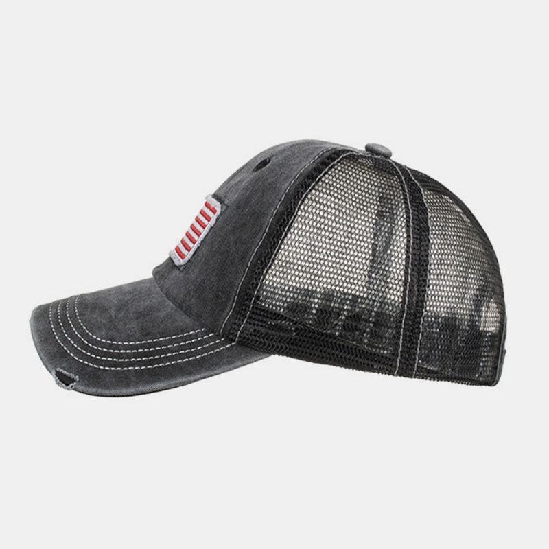 Unisex Myte Łatka Z Flagą Amerykańską Kucyk CZapka Z Daszkiem Siateczkowa Oddychająca CZapka Casquette Letnia CZapka Typu Snapback