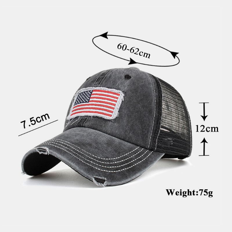 Unisex Myte Łatka Z Flagą Amerykańską Kucyk CZapka Z Daszkiem Siateczkowa Oddychająca CZapka Casquette Letnia CZapka Typu Snapback