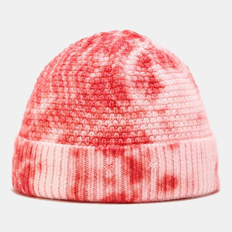 Unisex Nieregularny Wzór Tie-dye CZapka Z Dzianiny Street Hip Hop Regulowana Oddychająca Ciepła CZapka Przeciwsłoneczna Landlord Cap Beanie CZapka Z CZaszką