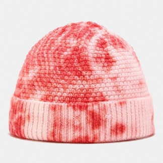 Unisex Nieregularny Wzór Tie-dye CZapka Z Dzianiny Street Hip Hop Regulowana Oddychająca Ciepła CZapka Przeciwsłoneczna Landlord Cap Beanie CZapka Z CZaszką