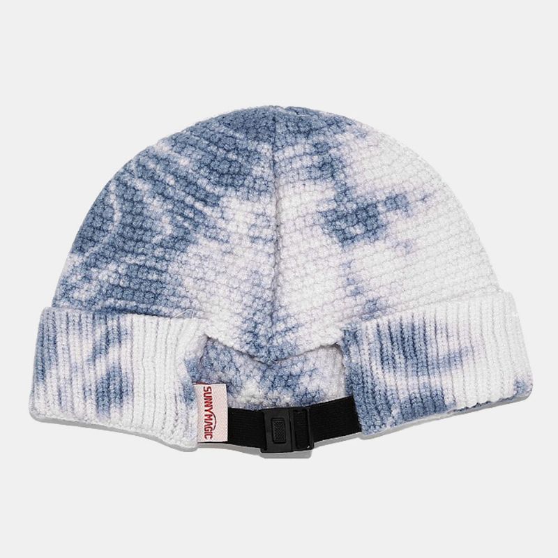 Unisex Nieregularny Wzór Tie-dye CZapka Z Dzianiny Street Hip Hop Regulowana Oddychająca Ciepła CZapka Przeciwsłoneczna Landlord Cap Beanie CZapka Z CZaszką