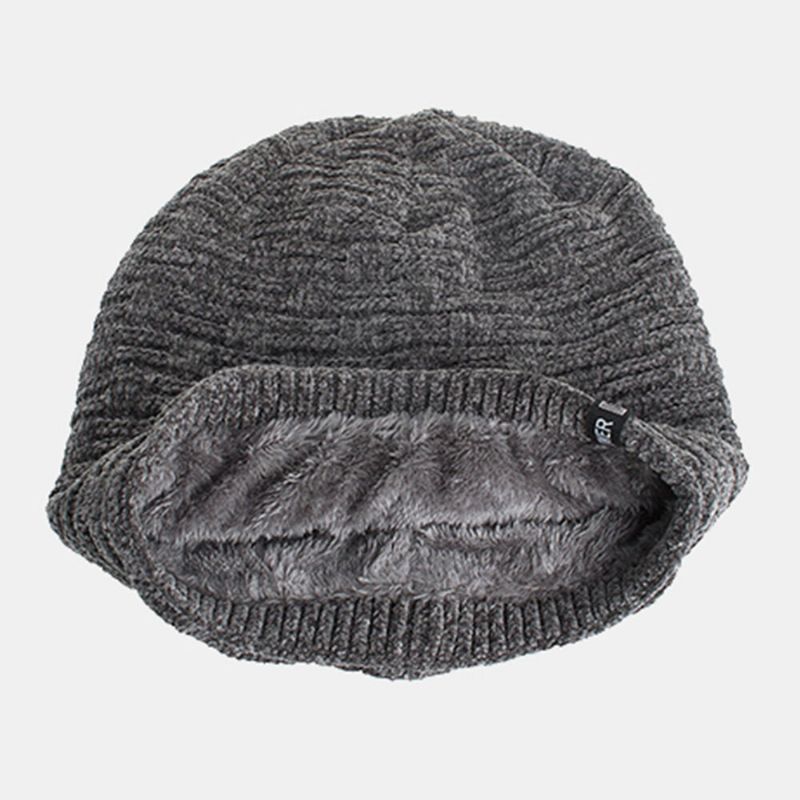 Unisex Plus Velvet Poziome Pionowe Paski Wzór Dzianiny Kapelusz Zestaw Szalików Casual Outdoor Wiatroszczelna Ciepła Elastyczna CZapka Typu Beanie Na Szelkach