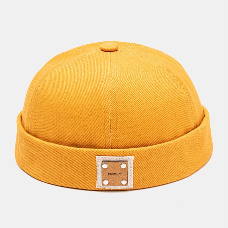 Unisex Poliester Bawełna Jednolity Kolor Nit Etykieta Pu Cały Mecz Beanie CZapka Właściciela CZapka Z CZaszką