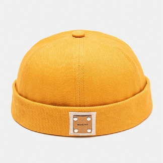 Unisex Poliester Bawełna Jednolity Kolor Nit Etykieta Pu Cały Mecz Beanie CZapka Właściciela CZapka Z CZaszką