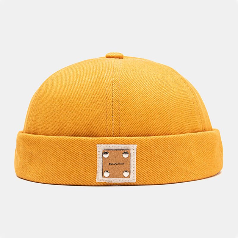 Unisex Poliester Bawełna Jednolity Kolor Nit Etykieta Pu Cały Mecz Beanie CZapka Właściciela CZapka Z CZaszką