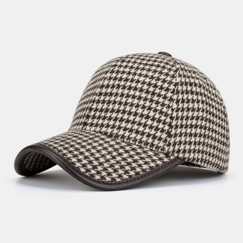 Unisex Poliester Houndstooth Wzór CZapka Z Daszkiem Brytyjska Retro Letnia Parasolka Regulowana Kapelusz