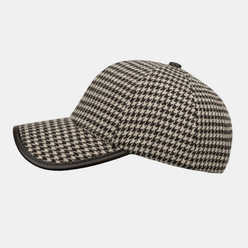 Unisex Poliester Houndstooth Wzór CZapka Z Daszkiem Brytyjska Retro Letnia Parasolka Regulowana Kapelusz