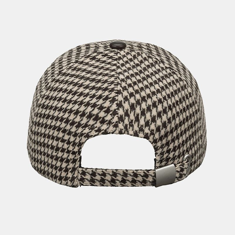 Unisex Poliester Houndstooth Wzór CZapka Z Daszkiem Brytyjska Retro Letnia Parasolka Regulowana Kapelusz