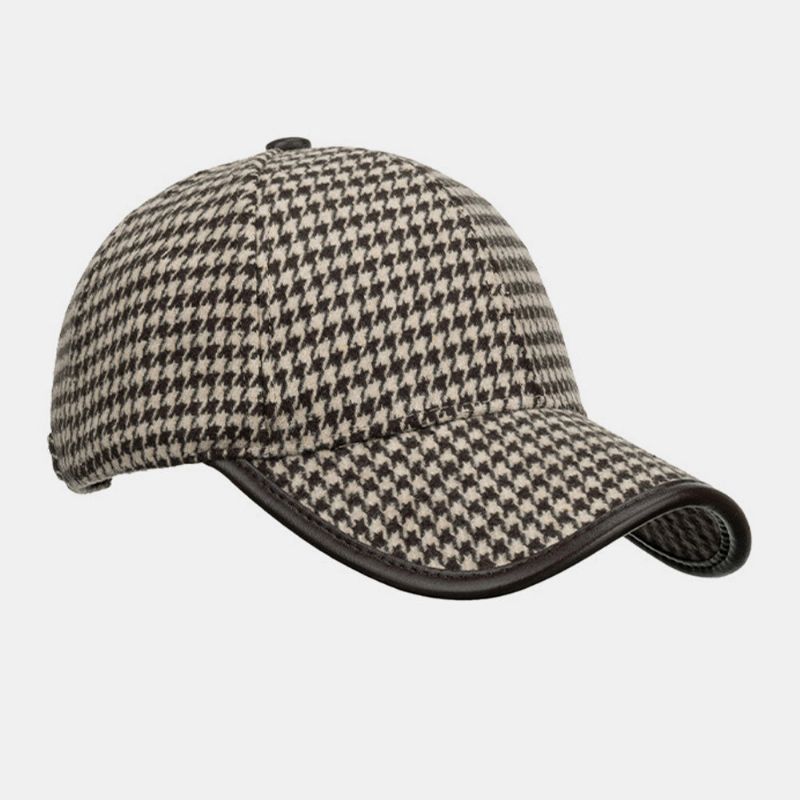 Unisex Poliester Houndstooth Wzór CZapka Z Daszkiem Brytyjska Retro Letnia Parasolka Regulowana Kapelusz