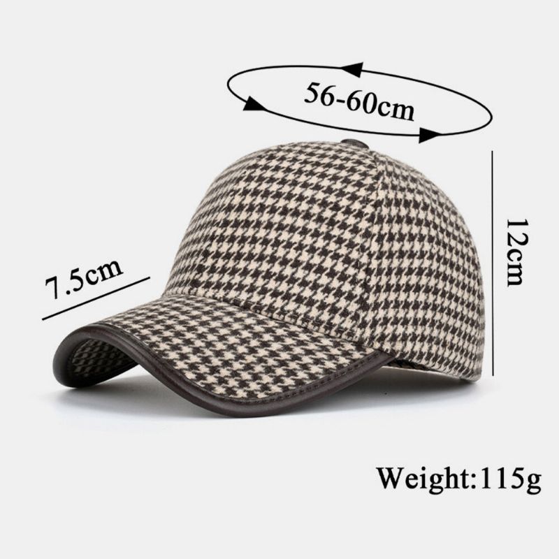 Unisex Poliester Houndstooth Wzór CZapka Z Daszkiem Brytyjska Retro Letnia Parasolka Regulowana Kapelusz