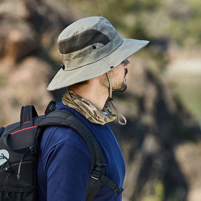 Unisex Poliester Na Co Dzień Alpinizm Na Świeżym Powietrzu Oddychające Rondo Przedłużone Składane Szybkoschnące Kapelusze Wiadro Z Parasolką