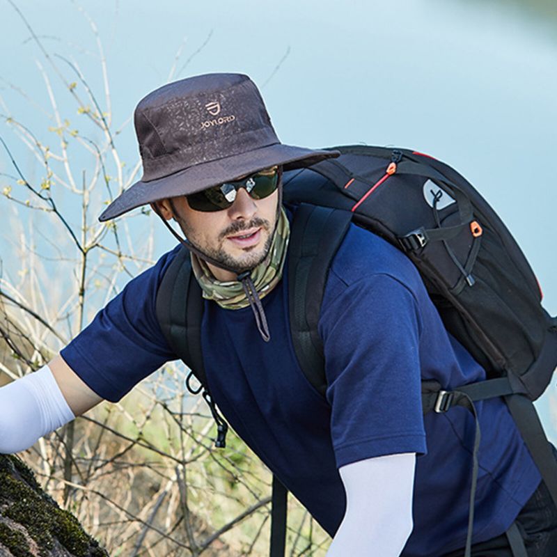 Unisex Poliester Na Co Dzień Alpinizm Na Świeżym Powietrzu Oddychające Rondo Przedłużone Składane Szybkoschnące Kapelusze Wiadro Z Parasolką