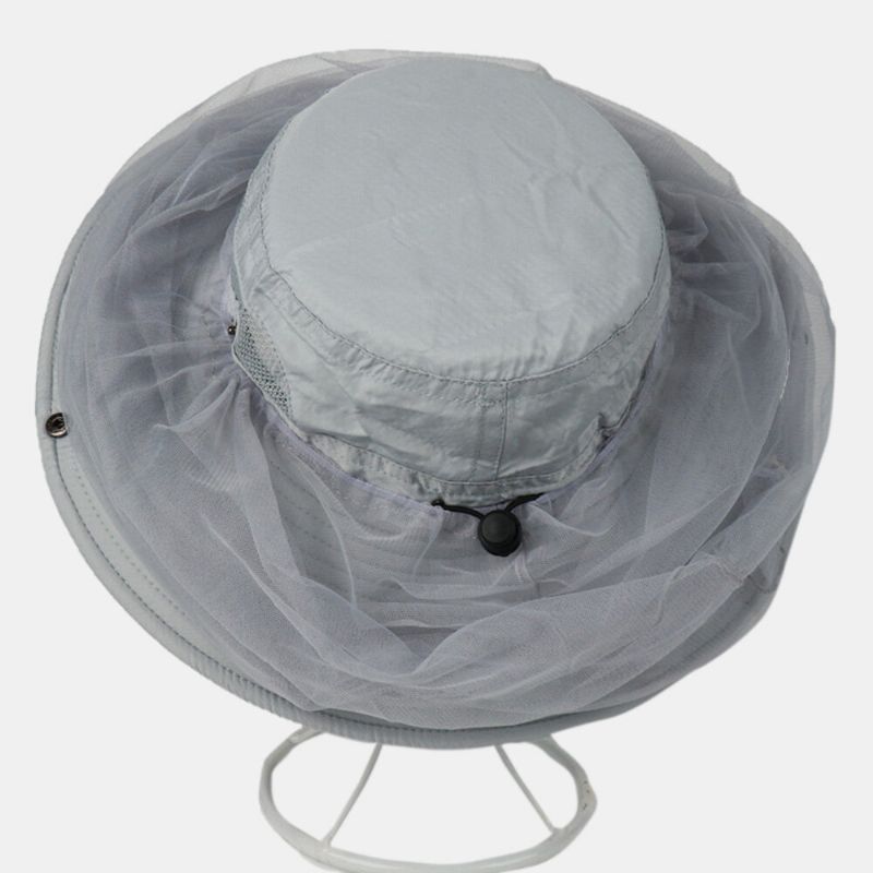 Unisex Przeciw Komarom Nakrycia Głowy Netto Gaza Maska Outdoor Fishing Mosquito Head Net Mesh Pszczelarstwo Kapelusz