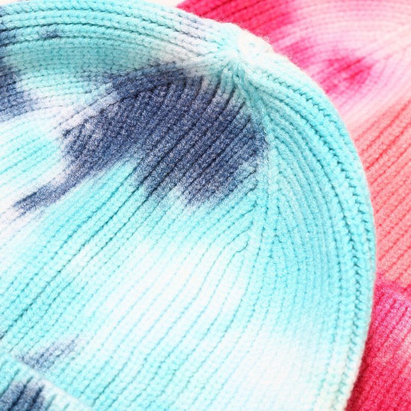 Unisex Przędza Rdzeniowa Elastyczna Dzianina Tie-dye Kapelusz Moda Na Co Dzień List Etykieta Jesień Zima Ciepło Bez Ronda CZapka Typu Beanie CZapka Właściciela