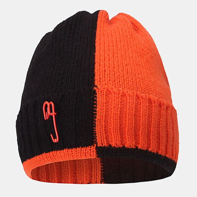 Unisex Spinacz Do Papieru Z Przeszyciami CZapka Typu Beanie Fashion Street Windproof Ciepła CZapka Z Dzianiny