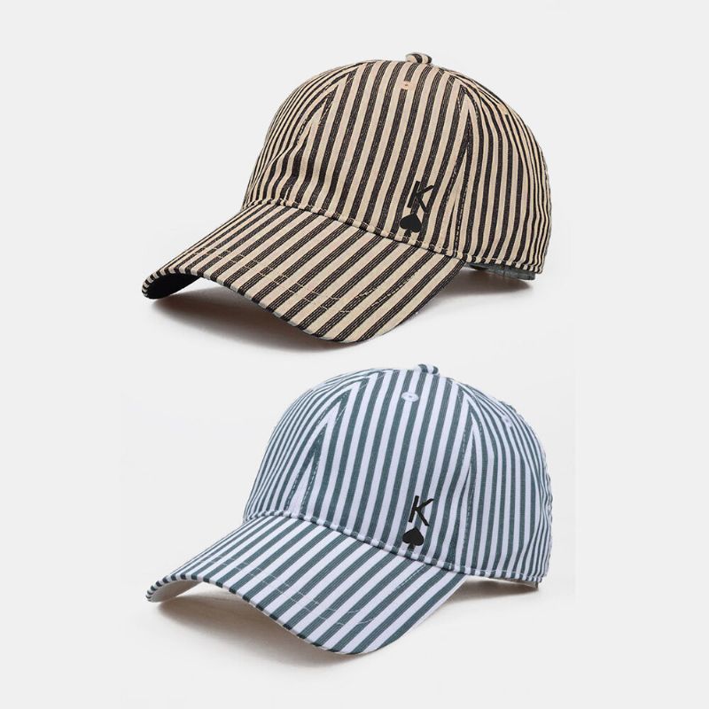 Unisex Striped Poker Wzór CZapka Z Daszkiem Zakrzywione Rondo Casual Dziki Regulowany Kapelusz Przeciwsłoneczny Kapelusz