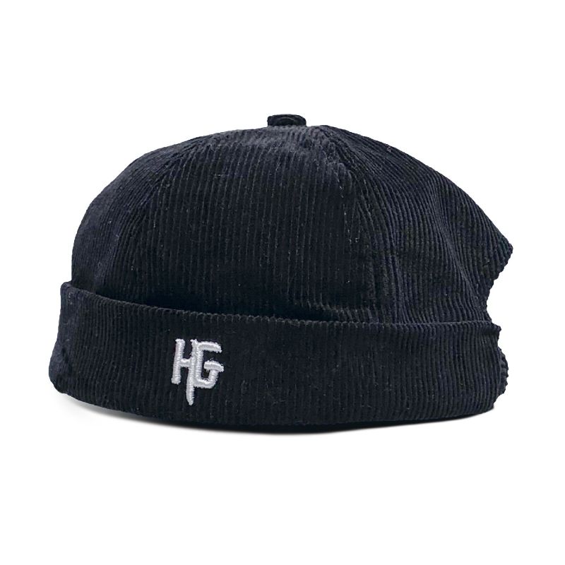 Unisex Sztruksowa Haftowana H G Patten Casual Beanie Bez Ronda CZapka Właściciela CZapka Z CZaszką