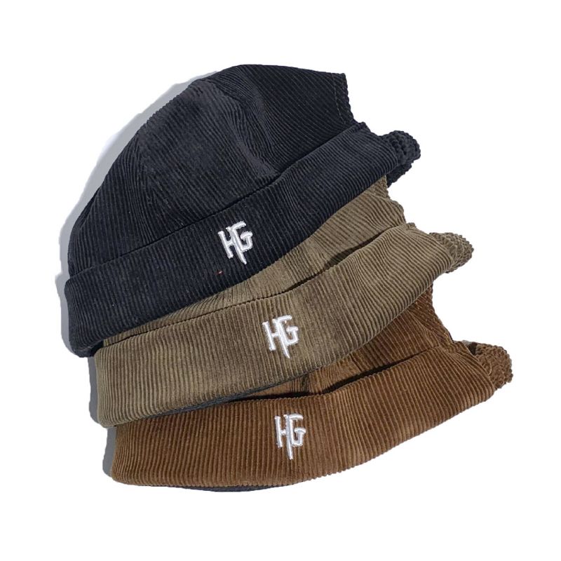 Unisex Sztruksowa Haftowana H G Patten Casual Beanie Bez Ronda CZapka Właściciela CZapka Z CZaszką