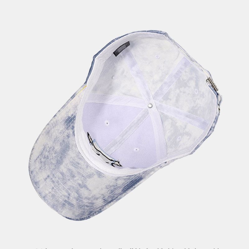 Unisex Tie-dye Ivy Cap Little Fox Wzór Haftu Outdoor Parasolka Zrelaksowana Regulowana CZapka CZapki Bejsbolowe