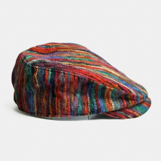 Unisex Tie-dye Rainbow Mixed Color Stripes Pattern Etniczny Styl Casual Personality Forward Kapelusz Beret Hat