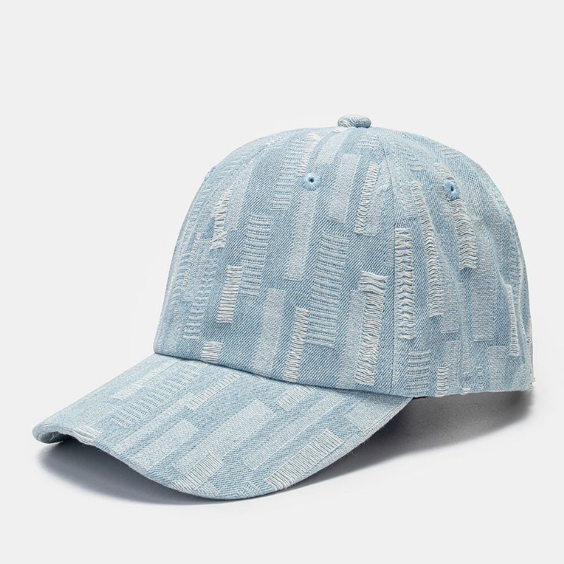 Unisex Washed Denim Hole Regulowany Retro Sunshade Baseball Cap