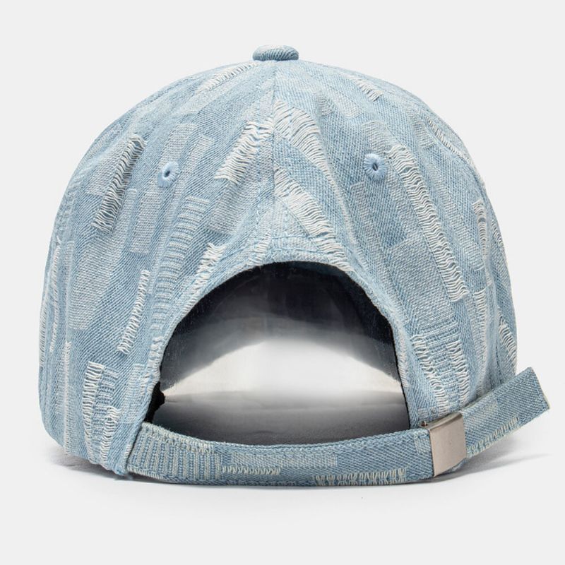 Unisex Washed Denim Hole Regulowany Retro Sunshade Baseball Cap